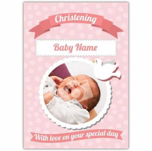 Christening With Love Pink Card