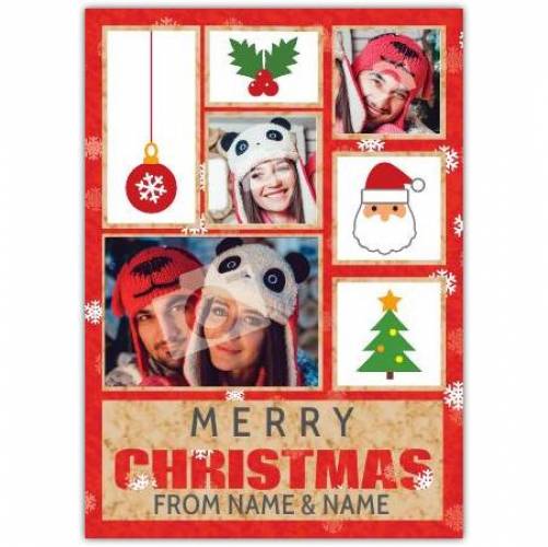 Christmas Tree Santa Holly Merry Christmas Card