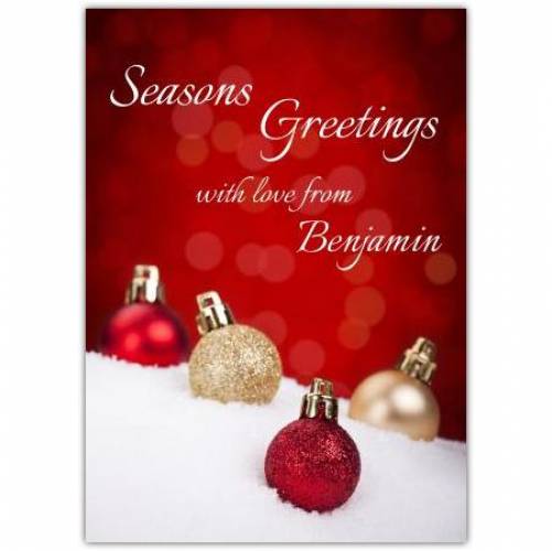 Seasons Greeting Baubles Card