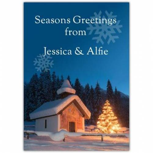 Seasons Greeting Christmas Scene Card