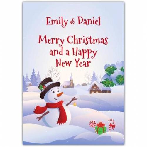 Merry Christmas And A Happy New Year Snow Scene Card