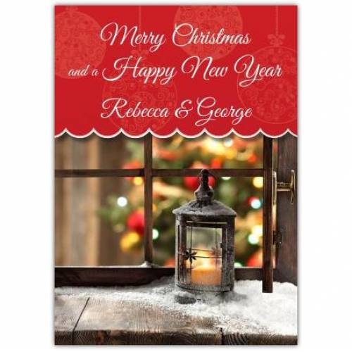 Merry Christmas And Happy New Year Lantern Card