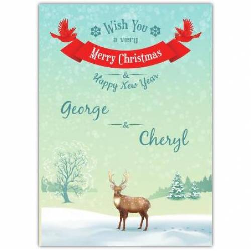 Reindeer Merry Christmas Card