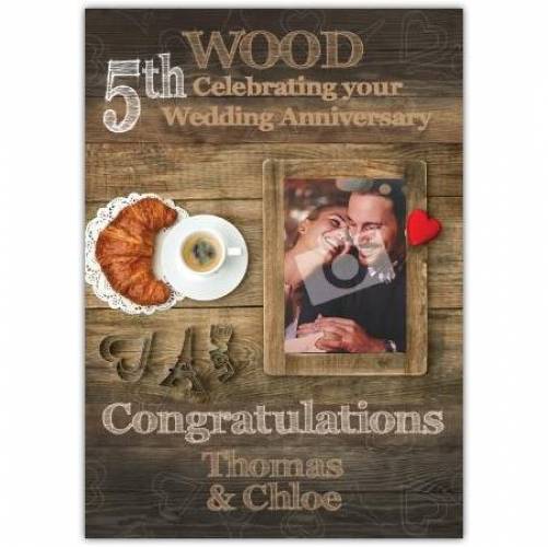 To Couple Congratulations On Your Wood 5th Wedding Anniversary Card