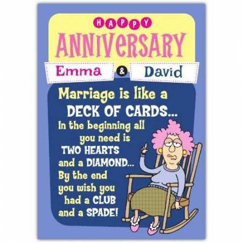 Aunty Acid Deck Of Cards Anniversary Card
