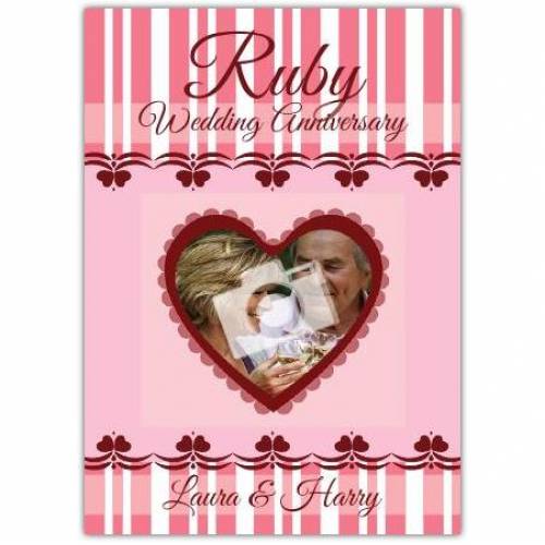 Heart Ruby 40th Wedding Anniversary Card