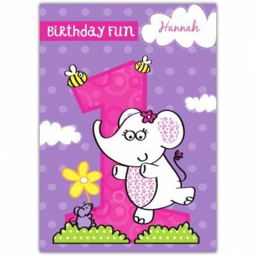 Birthday Fun Happy 1st Birthday Girl Card