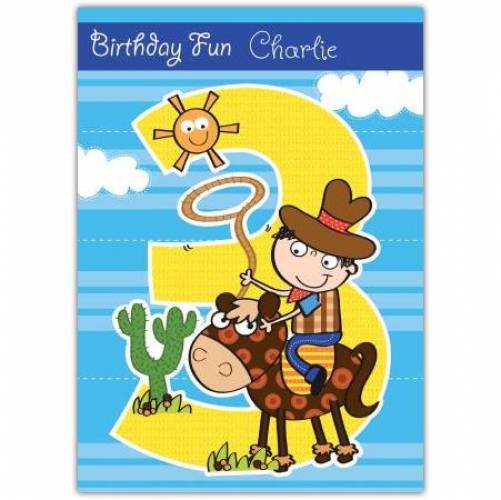Cowboy Happy 3rd Birthday Card