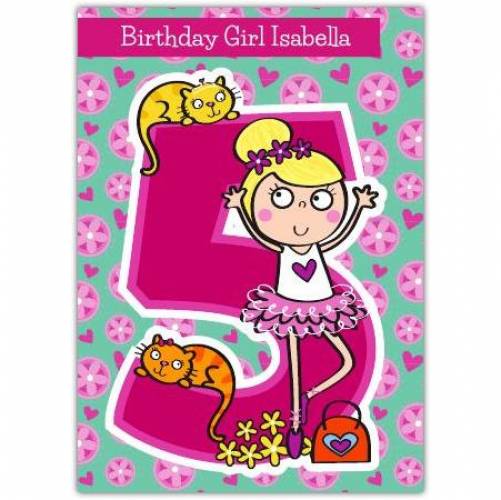 Flower Girl Happy 5th Birthday Card