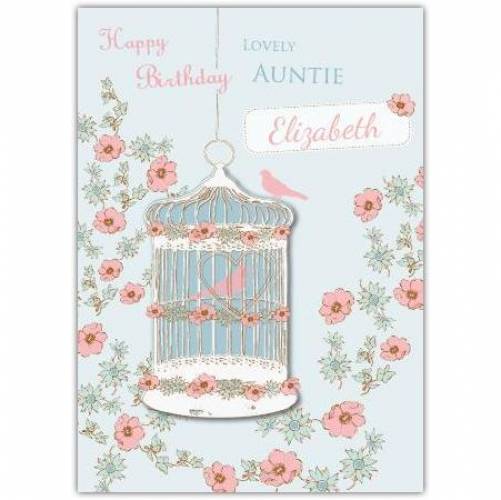 Lovely Auntie Birdcage Birthday Card