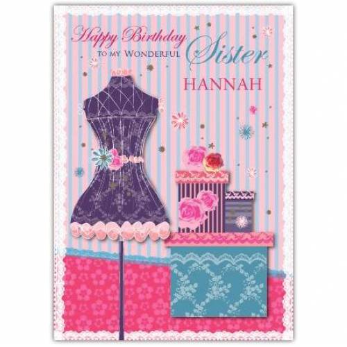 To My Wonderful Sister Fashion Birthday Card