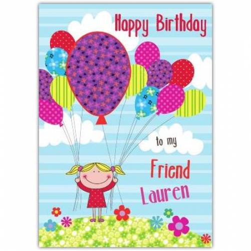 Birthday Girl Balloons Birthday Card