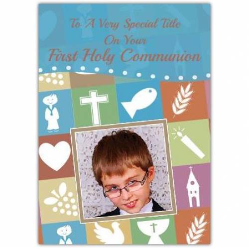 First Holy Communion Photo Blue Card