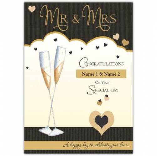 Mr & Mrs Champagne Flutes Card
