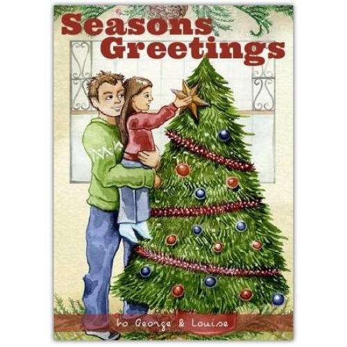 Seasons Greetings Star On The Tree Card