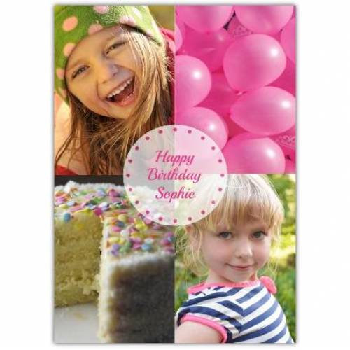 Two Photo Birthday Balloons And Cake Card