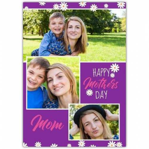 Three Photo Daisies Happy Mother's Day Card