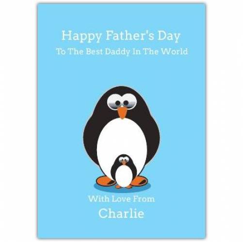 Penguin Dad And Child Father's Day Greeting Card