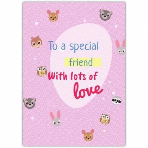 To A Special Friend Purple Animals Greeting Card