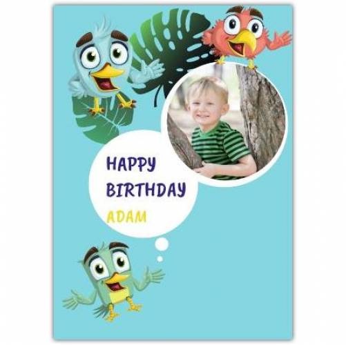 Birds One Photo Birthday Greeting Card