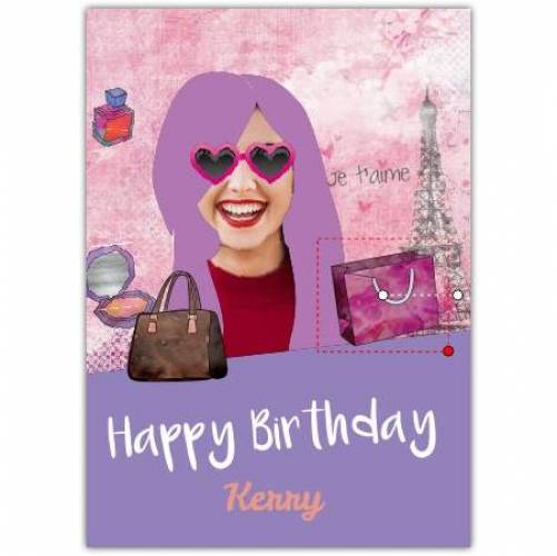 Happy Birthday Shopping Bags And Eiffel Tower Card