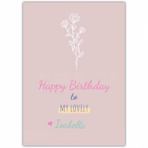 Happy Birthday Pink Rose Drawing  Card