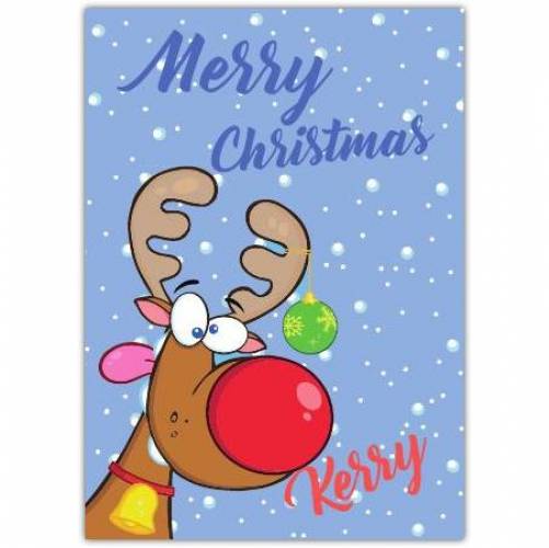 Merry Christmas Rudolf In The Snow Card