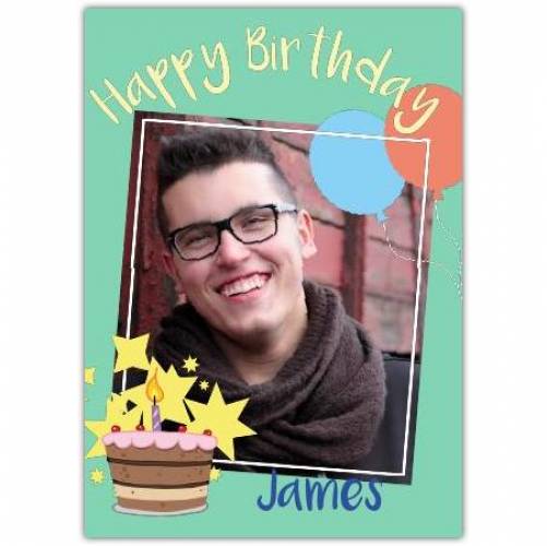 Happy Birthday With Balloons And Cake Card