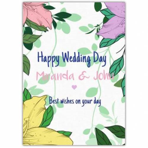 Happy Wedding Day Names Best Wishes On Your Day Card