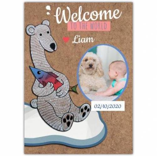 Welcome To The World Photo With Name And Date Brown Card