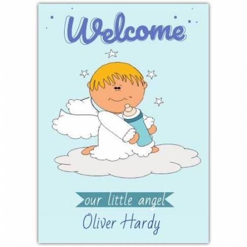 Welcome Winged Baby On Cloud Our Little Angel Card