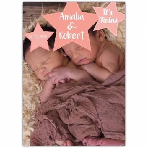 It's Twins Names And Date Photo Stars Card