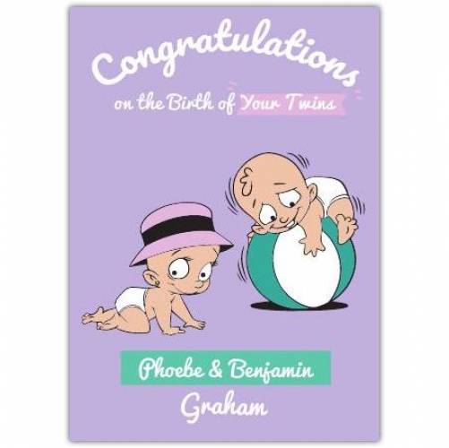 Baby Twins Congratulations Greeting Card