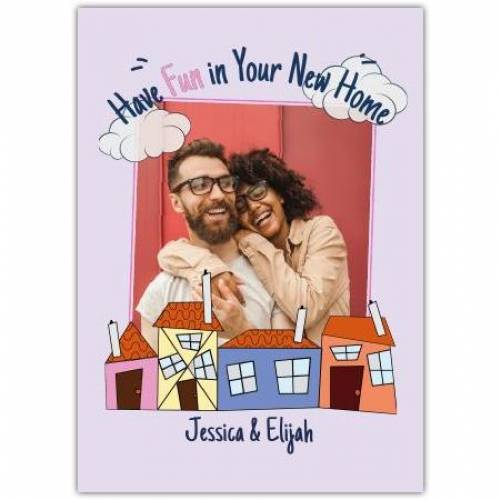 New Home Houses And Clouds  Card
