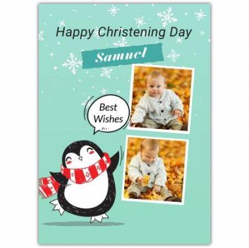 Happy Christening With Penguin  Card