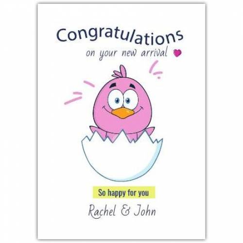 Congratulations New Baby Pink Bird Hatching  Card