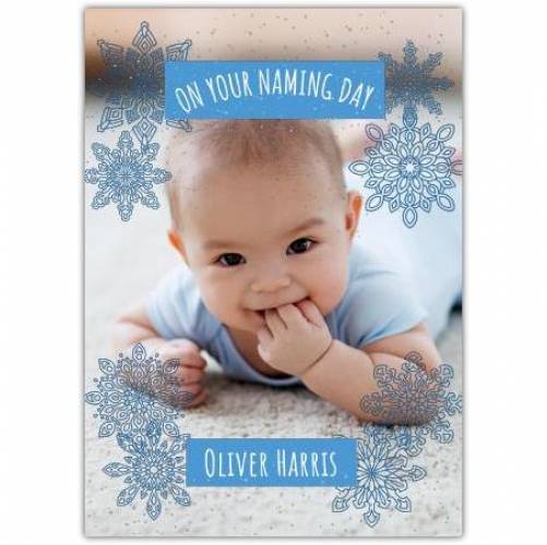 New Baby Boy Blue Snowflakes  Card