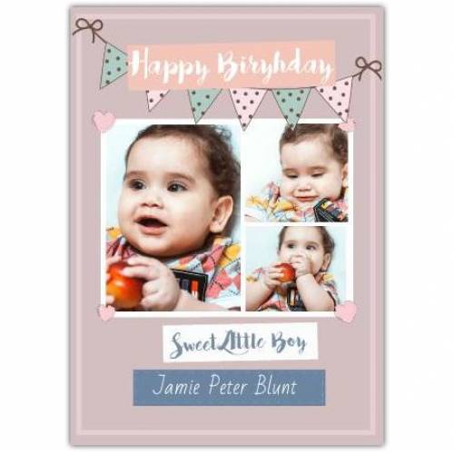 Happy Birthday With Pink Banner And Hearts Card