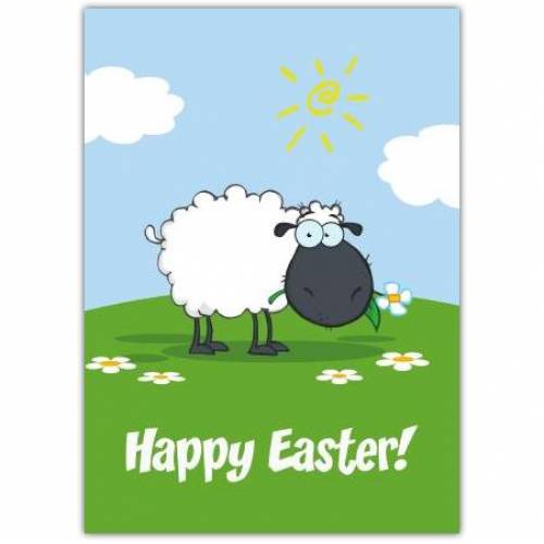 Happy Easter Sheep Eating A Daisy Card