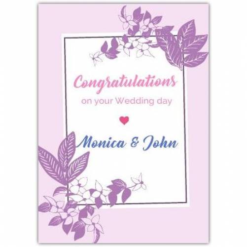 Congratulations On Your Wedding Purple Frame With Flowers Card