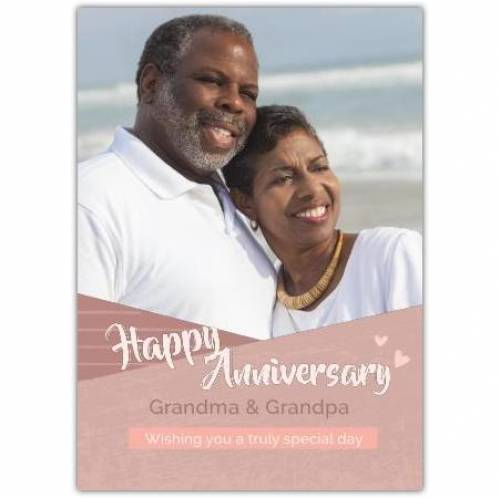 Happy Anniversary Neutral Brown Frame One Photo Card