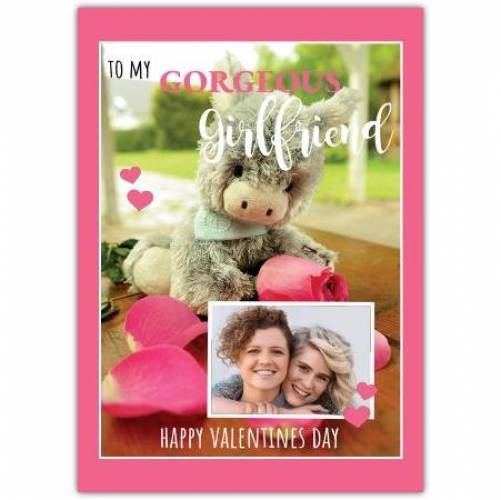 Happy Valentines Day Cuddly Toy With Rose  Card