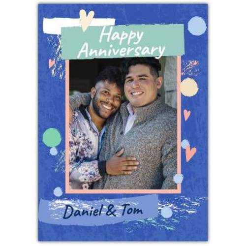 Happy Anniversary Colourful With Hearts Card