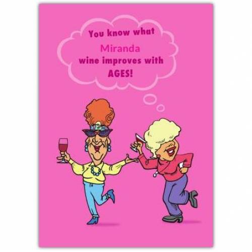 Birthday Funny Pink Ladies Greeting Card