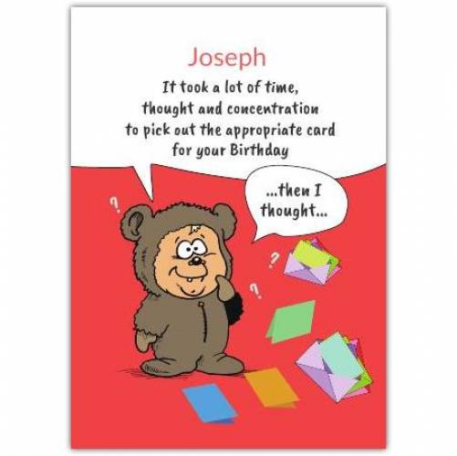 Birthday Card Funny Bear Card