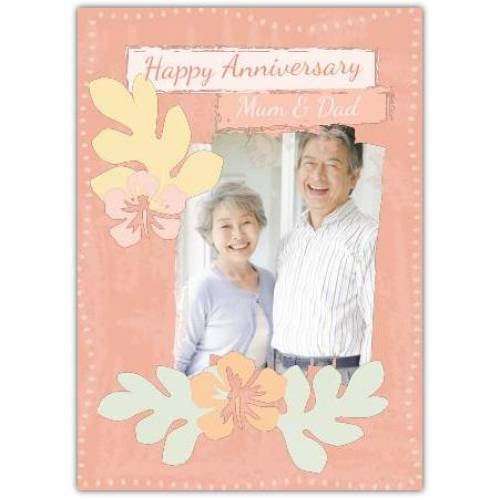 Anniversary Orange Flowers Photo Greeting Card