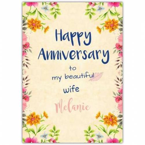 Anniversary Wife Floral Greeting Card