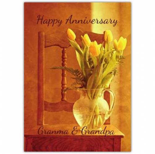 Anniversary Vintage Chair Tulips Greeting Card