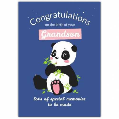 Baby Congratulations Blue Panda Greeting Card