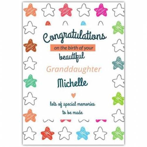 Baby Welcome Relative Colourful Stars Greeting Card